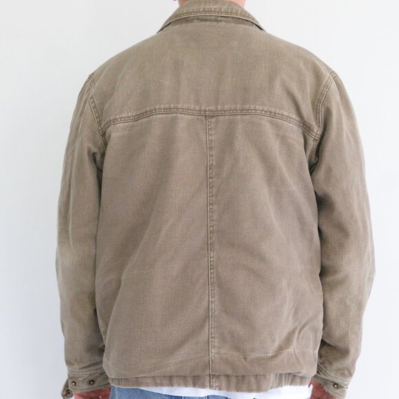 Vintage 90S Wolverine Brown Fleece Lined Button Up Denim Jacket Size Medium - Picture 3 of 12